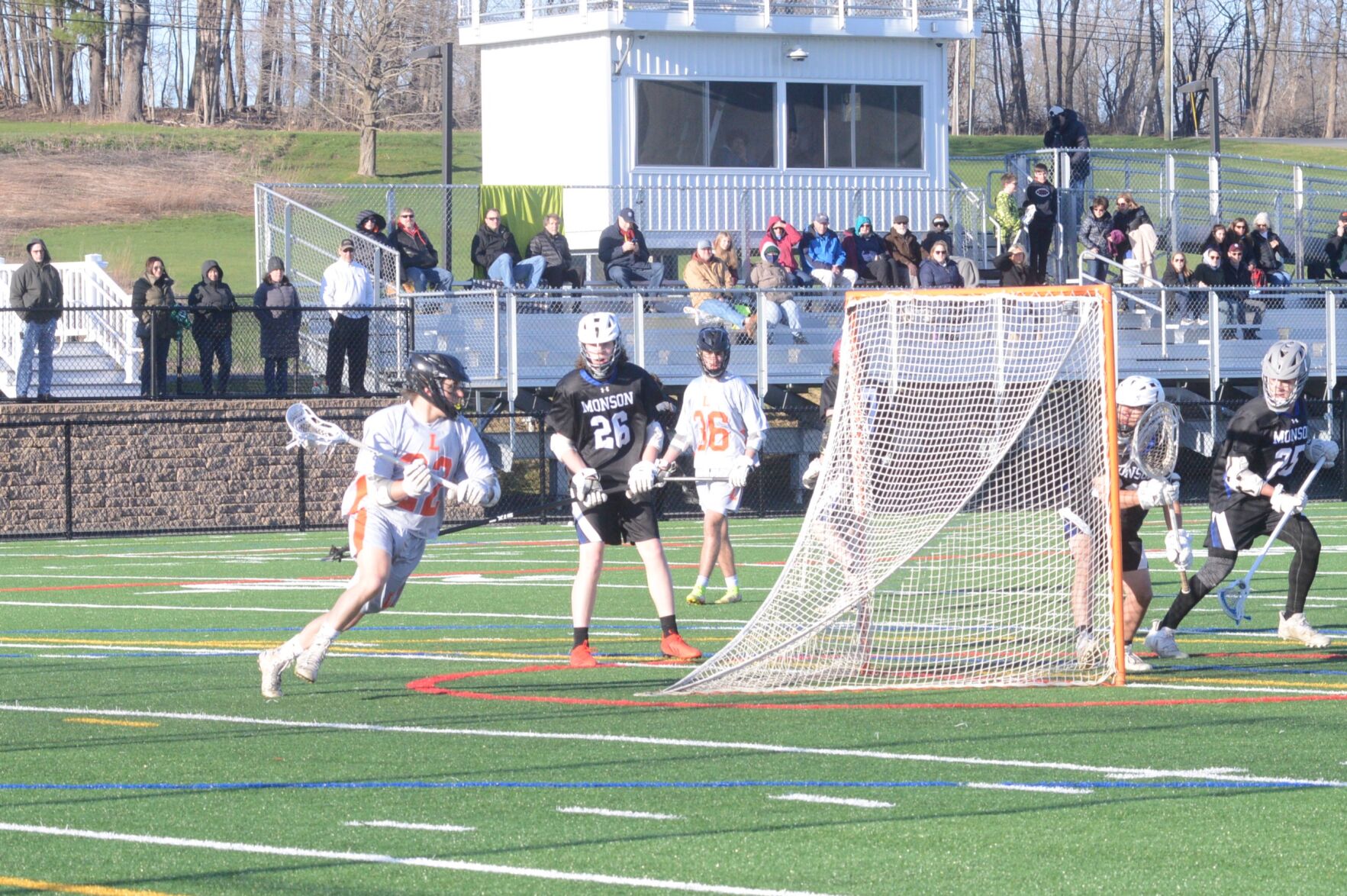 Frederick Eustis peels around the net